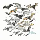 bats flying tattoo design idea