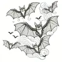 bats flying tattoo design idea