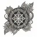 Dotwork mandala design with Nordic bind runes representing strength and leadership tattoo design idea