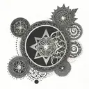 Dotwork mandala design with Nordic bind runes representing strength and leadership tattoo design idea