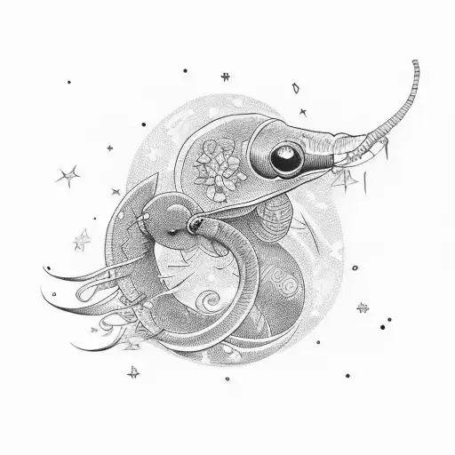 Worm And Star in a rectangle tattoo design idea