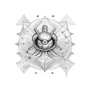 Worm with Star in a rectangle tattoo design idea