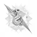 Worm with Star in a rectangle tattoo design idea