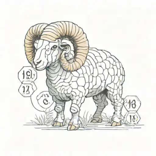 North Carolina tarheel ram that has Capricorn features, 919,  dice and Fibonacci sequence tattoo design idea