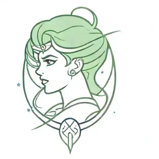 THE symbol for sailor scout jupiter  surrounded by thin lightning bolts tattoo design idea