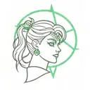 THE symbol for sailor scout jupiter  surrounded by thin lightning bolts tattoo design idea