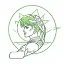THE symbol for sailor scout jupiter  surrounded by thin lightning bolts tattoo design idea
