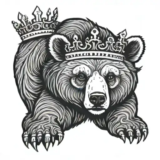 bear with crown  tattoo design idea