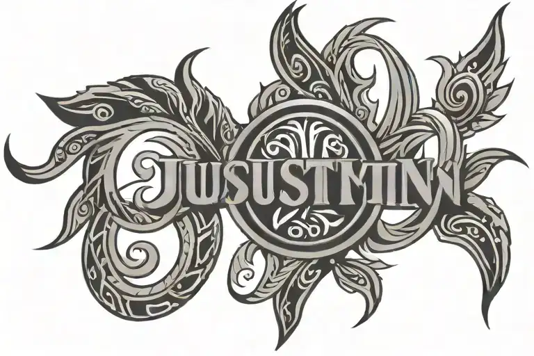 name  Justin tribal tattoo design idea