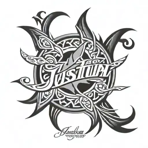 name  Justin tribal tattoo design idea