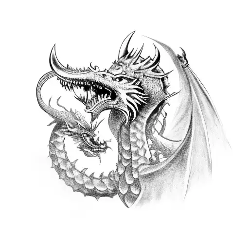 viking riding a dragon tattoo design idea