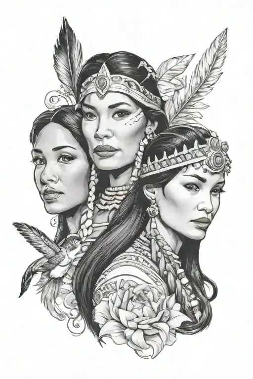 Pocahontas and Rebel from Disney Princess tattoo design idea
