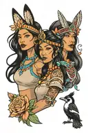 Pocahontas and Rebel from Disney characters tattoo design idea