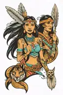 Pocahontas and Rebel from Disney characters tattoo design idea