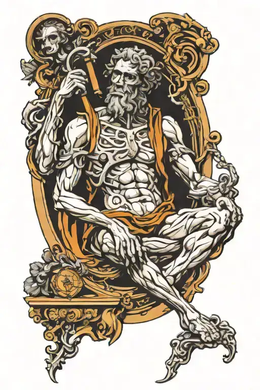 statu, Michelangelo, life and death endless  tattoo design idea