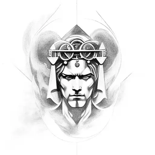 chronos, greek god of time tattoo design idea