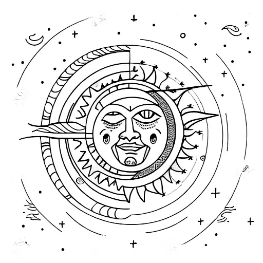 Sun and Moon tattoo design idea