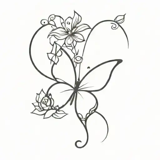 butterfly semi-colon flower resilient tattoo design idea