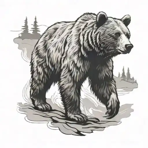 bear walking tattoo design idea