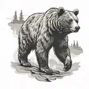 bear walking tattoo design idea