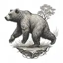 bear walking tattoo design idea
