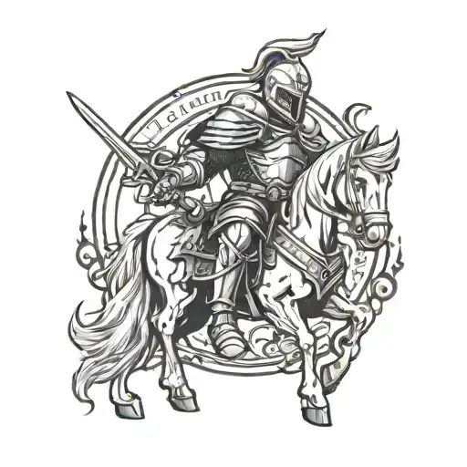 knight and tombstone tattoo design idea
