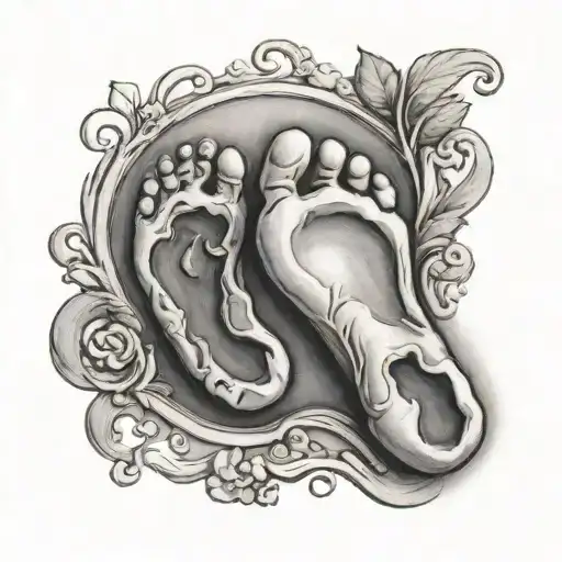 baby foot print with name and date tattoo design idea