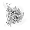 cráneo con flores de cerezo y destellos en tonos claros tattoo design idea