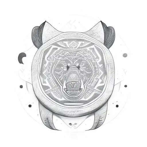 A football with tribal patterns and a bear claw mark tattoo design idea