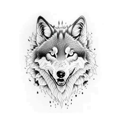 Black and White Wolfes tattoo design idea