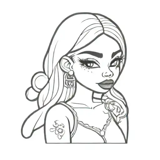 black bratz doll tattoo design idea