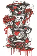 Alice in wonderland tea party tattoo design idea