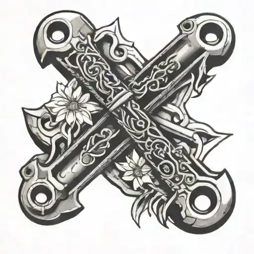 pipe wrench crossed together tattoo design idea