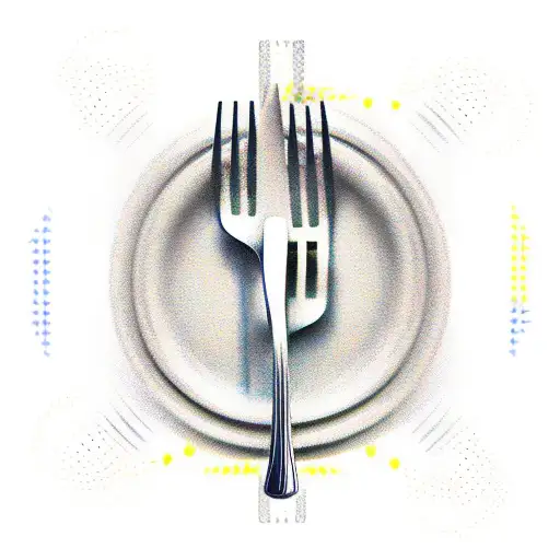 fork with twirled spaghetti arround it, front view no background tattoo design idea