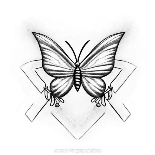 small butterflies making a bracelet with a cross hanging tattoo design idea