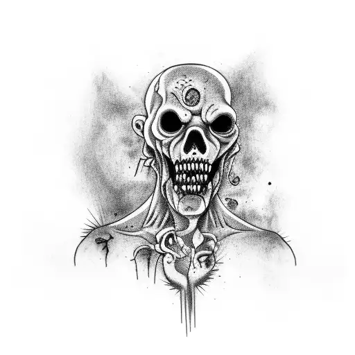 Zombie tattoo with animal body tattoo design idea