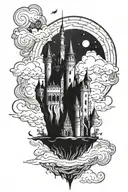 floating castle floating tattoo design idea