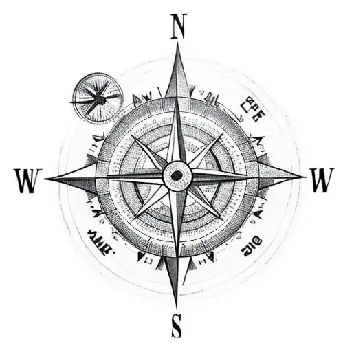 Compass with Mountains  tattoo design idea