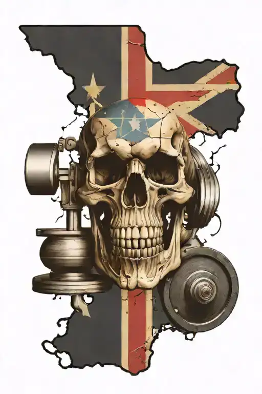 powerlifting, skull, texas flag tattoo design idea