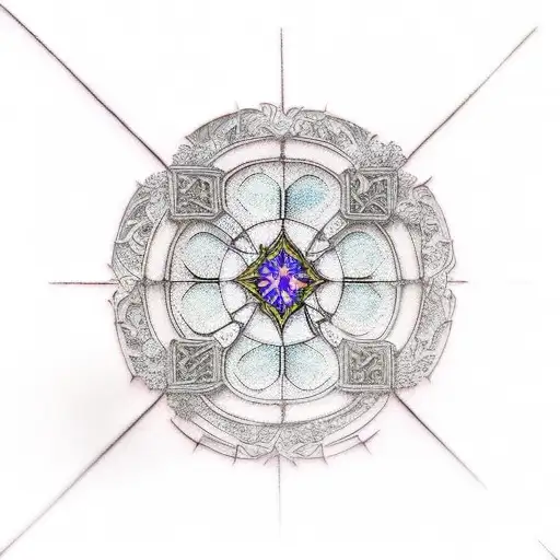 stained glass cathedral windows gothic stonework tattoo design idea
