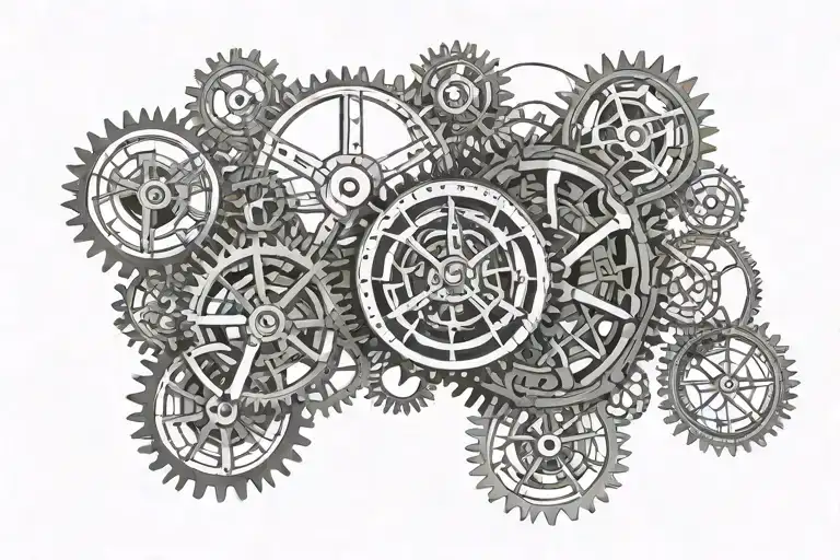 multiple gear clock tattoo tattoo design idea