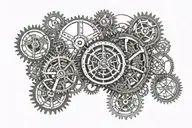multiple gear clock tattoo tattoo design idea