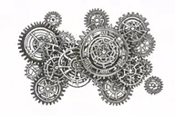 multiple gear clock tattoo tattoo design idea