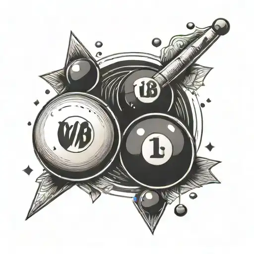 Tattoo with the Willam Lawson logo number 13 and 2 billiard balls tattoo design idea