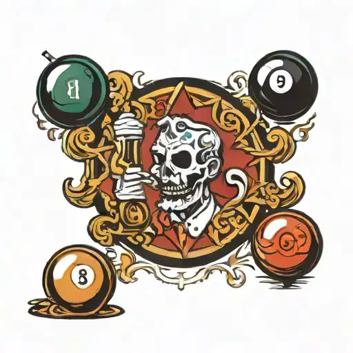 William Lawsens whiskey, 2 billiard balls, number 13 tattoo design idea