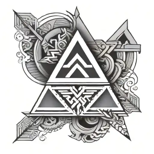 arrows, valknut, nordic tattoo design idea