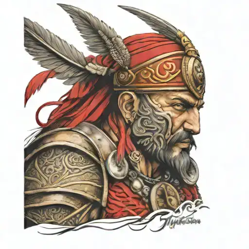 Turkish warrior tattoo design idea
