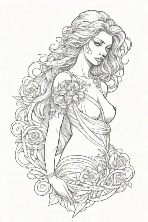 full body Aphrodite realistic sexy girl shoulder tattoo tattoo design idea