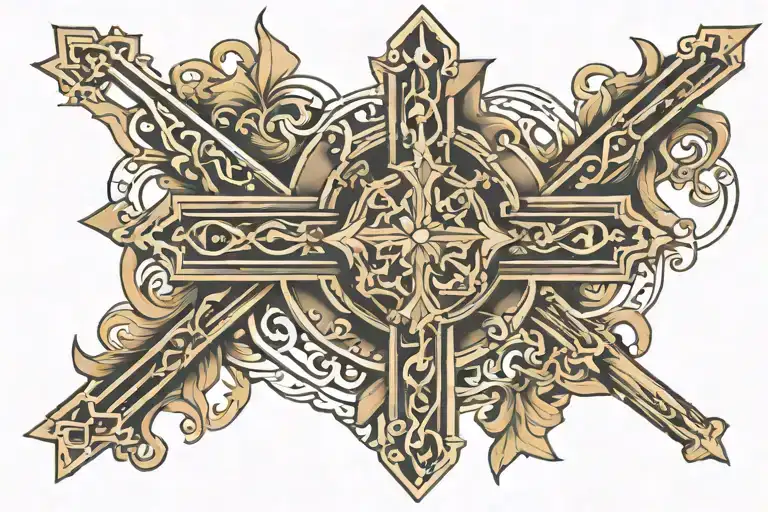 Roman numeral cross tattoo design idea