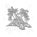 Goa landscape beach churches coconut trees tattoo design idea
